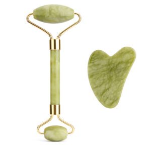 Natural Stone Green Jade Roller And Gua Sha Set