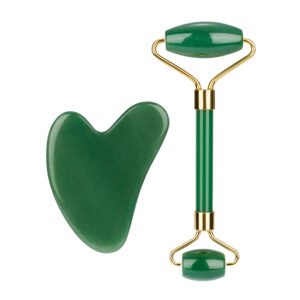 Natural Stone Green Aventurine Roller And Gua Sha Set